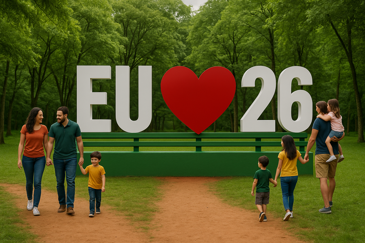 Letreiro EU coração 26 diante do parque na Colônia Agrícola 26 de Setembro